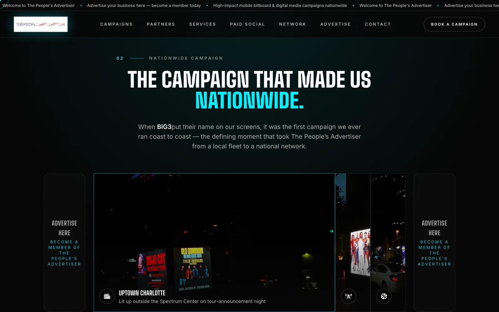 Section titled “The campaign that made us nationwide” describing the BIG3 campaign.